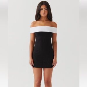 Peppermayo Strapless Black and White Dress